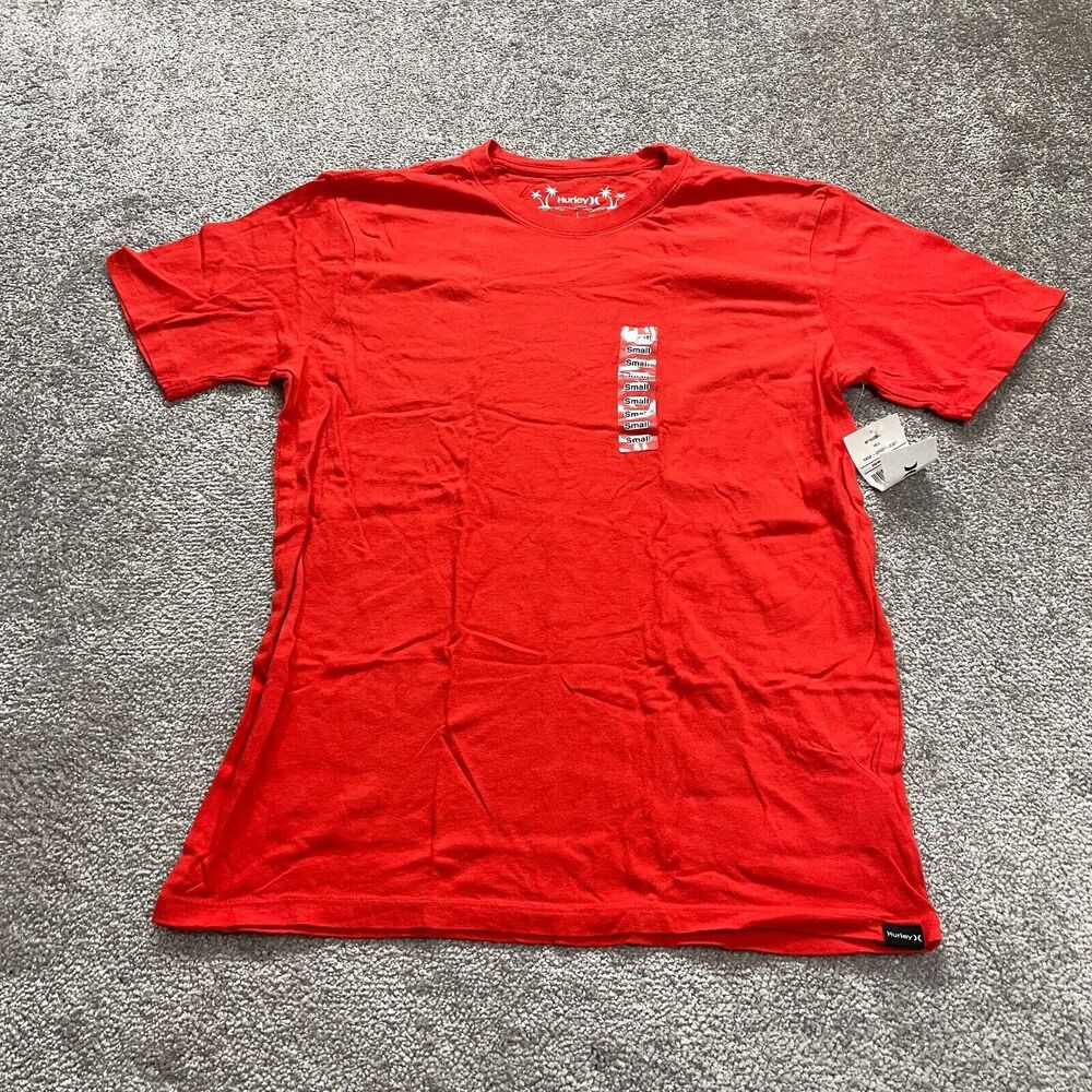 Hurley Basic Tee T-Shirt Men Small Orange Red Crew Neck Short Sleeve Top NWT New
